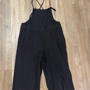 Torrid cropped linen overalls